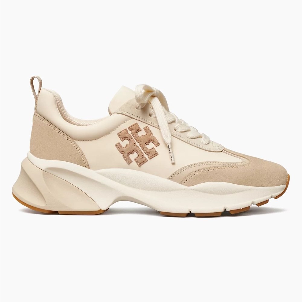 EUC Tory Burch Good Luck T-Logo Suede Sneakers